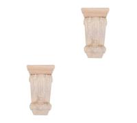 2pcs Wooden Corbels Rustic European Style Carved Corner Trim Decor | Khaki Wood, Smooth Fine Texture, DIY Wall Accent, Suitable for Space and Easy to Use