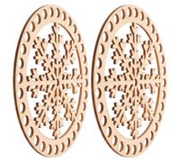 2pcs Wooden Crochet Basket Base, Smooth Beige Round Bottom | Pre-drilled Large Holes, Sturdy Bag Reinforcement, Yarn Rope Projects, Home Sewing Room Use
