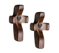 2PCS Wooden Crosses Handhel,Handcrafted Wood/en Cross My Heart,Christian Wood/en Cross,Wooden Protection Cr/oss,Portable Wo/od Pocket,Relieve Anxiety Comfort Cr/oss for woman,Daily Encouragement