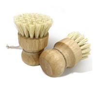 2pcs Wooden Dish Scrub Brushes for Kitchen, Eco-Friendly Cleaning Scrubbers, Natural Sisal Bristles for Dishes and Washing Cast Iron Pans
