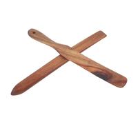 2pcs Wooden Dough Whisk and Spatula 11 Inch Acacia Bread Mixing Tool | Wide Rounded Head, Long Handle, Paddle Tip, Crack-resistant One-piece Wood, for Batters and Sourdough Preparation