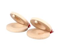 2PCS Wooden Finger Castanet with A Fingerguard Percussion Instrument Wooden Castanet for Children Early Education