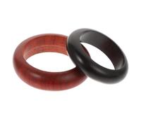 2Pcs Wooden Finger Rings Set, Black Ebony Bloodwood Craft Rings, Retro Decorative Finger Accessories for Women, Stylish Vintage Knuckle Jewelry for Everyday Wear