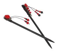 2Pcs Wooden Hair Sticks Coffee Secure Hold for Thick Curly Hair | Chopstick Design, Bun Maker Shape, Smooth Wood Finish for Curls and Thick Tresses