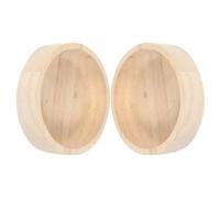 2pcs Wooden Hamster Feeding Bowl for Gerbils, round Oak Food Dish | Smooth Nonstick Finish, Raised Edges Help Reduce Spills, Khaki Look for Cage or Glass Tank Use