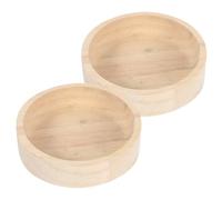 2pcs Wooden Hamster Feeding Tray Bowl for Small Animals, round Oak | Khaki Finish, Smooth Nonstick Surface, for Seed Mix in Cage Bedding Areas