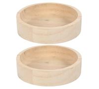 2pcs Wooden Hamster Food Bowls with Smooth Finish, round Design | Oak Build, Stable Placement, for Cage Bedding Areas, Khaki Tone, Easy Daily Cleaning, Less Mess