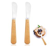 2pcs Wooden Handle Butter Knife Spreader - 7 Inch Stainless Steel Pastry Spreader for Smooth Spreading of Cream Cheese and Jam