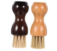 2pcs Wooden Handle Shoe Polish Applicator Brush Mini Oval Shoe Cleaner with Soft Bristles for Leather Shoes and Accessories for Travel and Daily Care