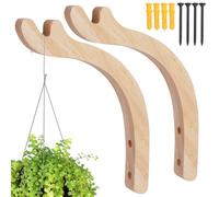 2pcs Wooden Hooks - Decorative Wall Plants Hangers, Indoor Wall Hooks with Screw Set for Lanterns, Pot, Wind Chimes, Planter
