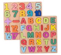 2Pcs Wooden Jigsaw Puzzles, Alphabet Number Shape Toddler Puzzles, Educational Preschool Learning Activities for Boys Girls Ages 2 3 4 5 Years Old
