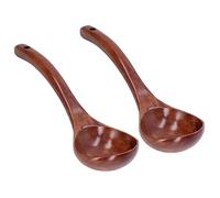 2Pcs Wooden Ladle, Kitchen Long Handle Ladle Cooking Serving Ladle Large Chinese Soup Spoons with Hanging Hole for Home(S)