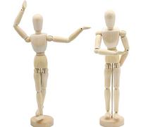 2PCS Wooden Manikin 12 inch/30cm,Drawing Mannequin with Flexible Joints,Wooden Human Artists Mannequin with Stand, Painting and Drawing Aid, Artist Sketch Drawing Model for Art,Home Decoration