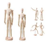 2PCS Wooden Mannequin, 8 Inch & 6 inch Mannequin, Articulated Wooden Drawing Model with Flexible Joints for Artist Practice, Figure Study, Sketching Sessions, and Classroom Use