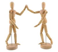 2pcs Wooden Mannequin Body, 21cm/8 Inch Drawing Mannequin, with Stand - Flexible Joints Artist Manikin Wood Model Human Artists Mannequin with Stand for Art, Home Decoration