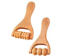 2PCS Wooden Massage Rollers, Handheld Muscle Relief Tool for Back, Neck, Legs & Body Pain - Natural Wood Therapy Roller for Deep Tissue Massage