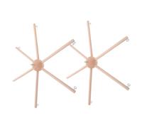 2pcs Wooden Mobile Holder with Six Leg Ball Design for Crib | Knot Resistant Stability, Long Term Hanging, Brown Wood Finish, Bell Piece on Each Arm, Room Decor