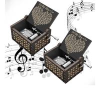2PCS Wooden Music Box,Can't Help Falling in Love Musical Box,Birthday Gifts for Girlfriend,Vintage Wooden Hand Crank Music Box,Music Gifts for Christmas Valentine Wedding Anniversary Romantic Gifts