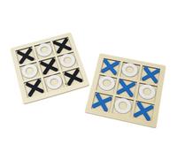 2PCS Wooden Noughts and Crosses Game - Tic Tac Toe Game - XO Chess Board Game - Classic Board Games - Child Interactive Games for Family Parties (Blue, Black)