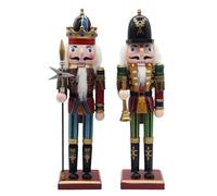 2Pcs Wooden Nutcracker Soldier 30cm Christmas Nutcracker Ornaments Large Nutcracker Figures Puppet Nutcracker Toy Festive Traditional Xmas Decoration
