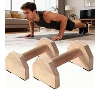 2PCS Wooden Parallettes Push up Bars,Non-Slip Base Exercise Home Workout Equipment,Calisthenics Bar - Handstand Blocks and Pushup Handles for Home Gym, Calisthenics & Strength Training (20cm)