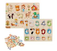 2Pcs Wooden Peg Puzzles for Toddlers 4 5 6-Year-Old Kids Learning Educational Toys for Boys Girls Birthday Gifts (Colorful1)