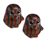 2pcs Wooden Penguin Charm Coffee DIY Adornment Retro for Desktop Decor | Handmade Wood Figure, Small Light Piece, Bag Pendant Use, Key Hanging Adorn for Creative Projects