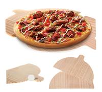 2PCS Wooden Pizza Peel 11x6.7x0.2'' Pizza Paddle with Comfortable Grip Easy to Use Board with Beveled Edge Wipe Cleaning Spatula for Cutting Placing Shoveling Board