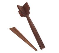 2pcs Wooden Potato Masher and Turner Set for Manual Kitchen Cooking Use | Teak Wood Construction, Ergonomic Grip, Rounded Edges, Pan-Safe Scraping, for Purees, Mince, Meals and Daily Preparation