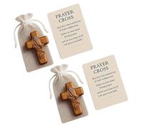 2PCS Wooden Prayer Cross Pocket Card,Handmade Prayer Cross,A Pocket-Sized Crosses Sanctuary,Handcrafted Comfort Wooden