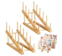 2pcs Wooden Puzzle Storage Rack, Slope Puzzle Display Stand Hold Up to 10 Sets Non-Skidding Puzzle Organizer Holder for Books Collection Lovers