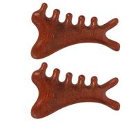 2pcs Wooden Scalp Massage Comb Tool for Hair Detangling, Portable | Lightweight Coffee Wood, Manual Use at Home or Travel, Wide-tooth Design for Grooming