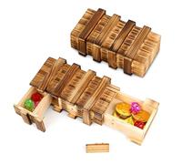 2PCS Wooden Secret Puzzle Box, 3D Brain Teasers with Hidden Compartments Mystery Gift Box Magic Drawers Puzzle Case for kids Adults to Store Money Vouchers Jewelry