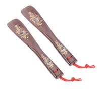 2pcs Wooden Shoe Horn Wenge Portable Heel Fitting Tool for Elders | Smooth Surface, Black Finish, Convenient Wearing Aid, High-end Look, Compact Everyday Carry