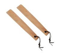 2pcs Wooden Shoehorn 26cm with Cowhide Rope for Easy Shoe Wearing