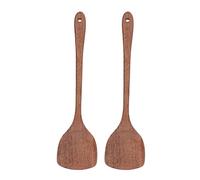 2Pcs Wooden Spatula for Cooking, Non Stick Wok Spatula Heat Resistant Kitchen Spurtle Set Long Handle Wood Turner(38.5CM)