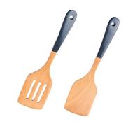 2Pcs Wooden Spatula, Heat-Resistant and Non Stick Wooden Spatulas for Cooking, 12 Inch Woodens Kitchen Utensils, for Frying Chicken Wings, Hamburgers