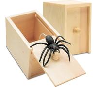 2Pcs Wooden Spider Prank Box, Spider in a Box Prank, Prank Prop Prank Kit Hilarious Wooden Scare Box, Practical Toy Prank for Kids Adults (A)