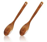 2PCS Wooden Spoons for Cooking, Natural Wooden Spoon, 12.8inch Anti-Mildew Long Handle Bamboo Spoon for Cooking, Non-Stick Wood Spoon for Stirring Mixing Serving, Kitchen Utensils Housewarming Gift