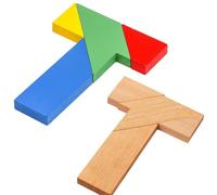 2PCS Wooden T-Shaped Educational Puzzle Toy, Brain Teaser Toys for Kids & Adults, 3D Wooden Brain Teaser Puzzle T-Shaped Jigsaw Logic Puzzle Game Puzzles Educational Toy