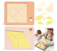 2PCS Wooden Tangram Board Puzzle Game, Geometric Tangram Puzzle Blocks, 3D Russian Blocks Game, Tangrams Brain Teasers Jigsaw, Montessori Tangrams Educational for Boys Girls Christmas Birthday (A)
