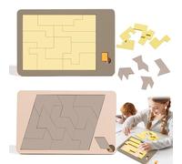 2PCS Wooden Tangram Board Puzzle Game, Geometric Tangram Puzzle Blocks, 3D Russian Blocks Game, Tangrams Brain Teasers Jigsaw, Montessori Tangrams Educational for Boys Girls Christmas Birthday (B)