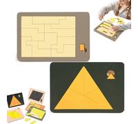 2PCS Wooden Tangrams Board Puzzle Game,Tangrams Puzzle Pattern Blocks Brain Teasers Game,Geometry Logic IQ Game,Wood Board Jigsaw Brain Teaser Toy,Montessori Educational Learning Toys for Kids (C)