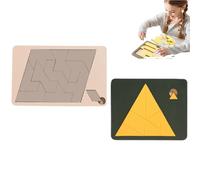 2Pcs Wooden Tangrams Board Puzzle Game, Wooden Intelligence Puzzles Set, Geometry Logic IQ Game Shape Pattern Block Brain Teaser Toy, STEM Montessori Educational Gifts for All Ages Challenge (B)