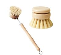 2Pcs Wooden Washing Up Brush, Dish Brushes for Washing Up,Bamboo Natural Scrub Brush, Eco Replacement Brushes, Interchangeable Soft Bristle Refills, urable and Sustainable for Washing & Cleaning