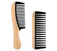 2pcs Wooden Wide Tooth Comb, Anti-Static Large Bamboo Detangling Hair Comb with Big Bakelite Teeth Detangler Brush for Women Curly Wavy Wet Hair Products Care Tools