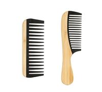 2Pcs Wooden Wide Tooth Comb Set, Anti-Static Detangling Hair Comb for Curly Wet Thick Long Hair, Natural Bamboo Wooden Hairs Care Tool for Travel Daily Use