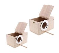 2pcs Wooden Wild Bird Nest Box Nesting Feeding Feeder Station House for Garden Birds M & XL Size