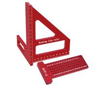 2Pcs Woodworking Square Kit - 3D Multi-Angle Carpentry Square Protractor and T-Square Hole Scribe Ruler-Inch Easy Install