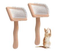 2Pcs Wool Carders Hand Carders, Wool Carding Brushes, Needle Felting Tools Brush, Carpet Needle Felting, Bamboo and Wood Air Cushion Pin Comb for Cats, Dogs, Pet Grooming(COLOR:2 Different Size)